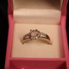 Pink Gemstone Clock-Inspired Ring – Silver Band with Crystal Halo