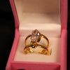 Elegant Marquise-Cut Solitaire Ring – Gold Plated Statement Ring
