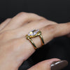 Elegant Marquise-Cut Solitaire Ring – Gold Plated Statement Ring