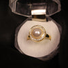 Elegant Faux Pearl Ring with Gold Finish & Crystal Accents
