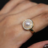 Elegant Faux Pearl Ring with Gold Finish & Crystal Accents