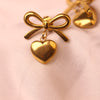 Elegant Gold Bow & Heart Drop Earrings