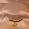 Gold Butterfly Pendant Necklace with Cube Chain