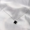 Elegant Clover Pendant Necklace & Stud Earrings Set – Gold & Black Enamel
