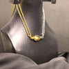Unique Double-Chain Hand Necklace – Gold & Silver Interlocking Hand Design