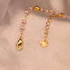 Pearl Beaded Anklet with Gold Heart Charms
