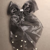 Elegant Organza Bow Hair Clip with Pearls – Long Tail Design
