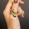 Adjustable Golden Teardrop Ring – Bold Open Statement Jewelry- Svins Finds