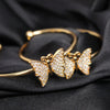 Butterfly Charm Bangles – Gold-Tone Crystal Accent Bracelets (Pair)- Svins Finds