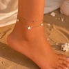 SFS061 - 304 Stainless Steel Flower 18K Real Gold Plated Elegant Romantic Solid Color Waterproof Non Tarnish Plating Anklet