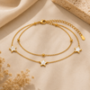 SFS061 - 304 Stainless Steel Flower 18K Real Gold Plated Elegant Romantic Solid Color Waterproof Non Tarnish Plating Anklet