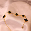 Elegant Black Clover Bracelet – Gold-Plated Stainless Steel- Svins Finds