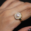 Elegant Faux Pearl Ring with Gold Finish & Crystal Accents- Svins Finds