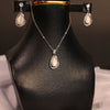 Elegant White Teardrop Pendant & Earrings Set – Silver Finish- Svins Finds