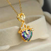 SFS034 -Heart Shape Artificial Diamond Pendant Necklace - Alloy Fashion Jewelry for Women