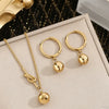 SFS035 -Geometric 3D Jewelry Set for Women 18K Gold Plated Necklace Earrings Ring