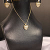 Gold-Tone Heart Jewelry Set – Crystal Pendant Necklace & Earrings- Svins Finds