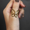 Golden Butterfly Outline Ring – Adjustable Minimalist Fashion Jewelry- Svins Finds