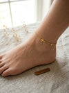 SFS009 - 18K Gold Plated Cross Anklet - Waterproof Minimalist Foot Jewelry for Women