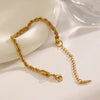 18K Gold Plated Twist Rope Bracelet - 304 Stainless Steel Waterproof Chain Bracelet for Women