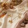 Gold Butterfly Knot Bow Necklace & Earrings Set - Svins