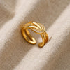 SFS053 - 18K Gold Plated Elegant Romantic Open Ring – Cute Minimalist Adjustable Fashion Ring for Women
