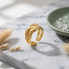 SFS053 - 18K Gold Plated Elegant Romantic Open Ring – Cute Minimalist Adjustable Fashion Ring for Women