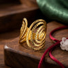 SFS060 - Geometric Open Ring – 18K Vacuum Plated Stainless Steel Satin Finish Unisex Index Finger Ring