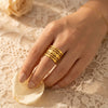 SFS031 - Gold Plated Stainless Steel Multi Layer Flower Ring for Women Boho Jewelry