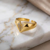 SFS082 - 304 Stainless Steel Copper Geometric PVD Coated 18K Real Gold Plated Ring
