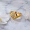 SFS082 - 304 Stainless Steel Copper Geometric PVD Coated 18K Real Gold Plated Ring