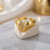 SFS082 - 304 Stainless Steel Copper Geometric PVD Coated 18K Real Gold Plated Ring