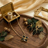 SFS074 - Flowers Enamel Jewelry Set For Women In 304 Stainless Steel With Golden Plated Water Plating And Snake Chain