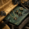 SFS074 - Flowers Enamel Jewelry Set For Women In 304 Stainless Steel With Golden Plated Water Plating And Snake Chain
