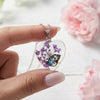 SFS070 - Wholesale Jewelry Classic Style Heart Shape Butterfly Alloy Glass Pendant Necklace