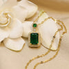 SFS085 - Titanium Steel Ethnic Style Inlay Square Zircon Necklace Earrings Rings