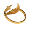 SFS056 - Retro Moon Open Ring for Women – 304 Stainless Steel Electroplated Gold Ring