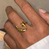 SFS056 - Retro Moon Open Ring for Women – 304 Stainless Steel Electroplated Gold Ring