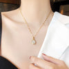 SFS080 - Elegant Tulips Cat's Eye Stone Alloy Titanium Steel Pendant Necklaces Wholesale