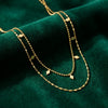 Double layer gold necklace with diamond shaped charms for women - Svins