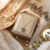 SFS024 - Green Clover Zircon Necklace - Gold Titanium Steel Four Leaf Pendant Necklace