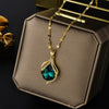 SFS067 - Golden Plated Rhinestones Pendant Necklace with Gold Lip Chain