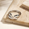 SFS052 - PVD Coated Double Heart Open Ring – Stainless Steel Minimalist IG Style Adjustable Ring for Women