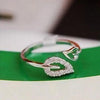 SFS030 - Elegant Leaf Rhinestone Ring for Women - Alloy Inlay Single Ring