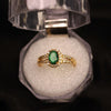 Oval Green Gemstone Ring with Gold Finish and Crystal Halo- Svins Finds
