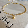 SFANK193 - Dual Chain Gold Anklet with Round Charm