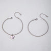 SFANK153 - Double Layer Rhinestone Anklet with Pink Butterfly Charm