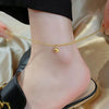 SFANK193 - Dual Chain Gold Anklet with Round Charm