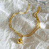 SFANK193 - Dual Chain Gold Anklet with Round Charm