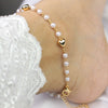 Pearl Beaded Anklet with Gold Heart Charms- Svins Finds